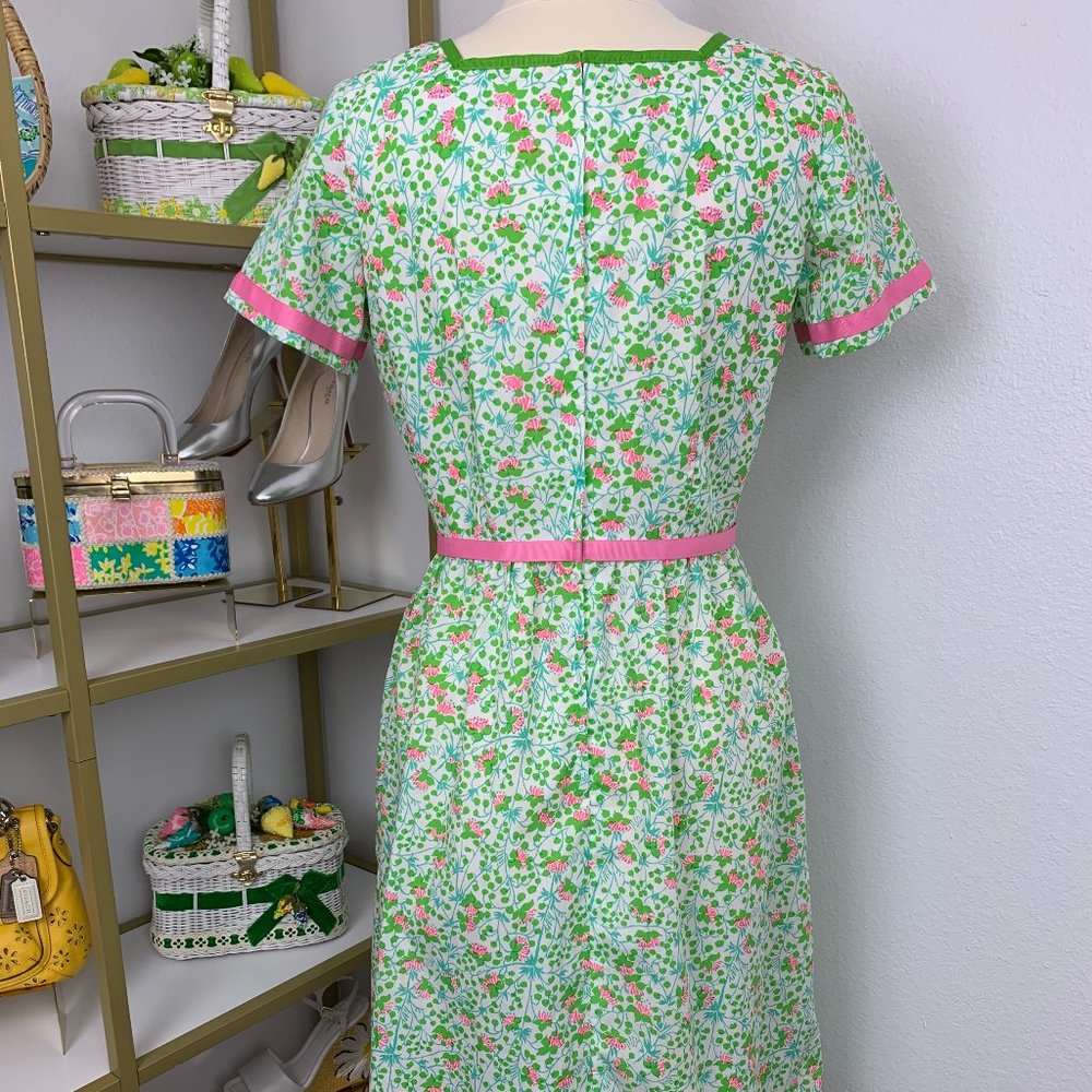 Vintage "The Lilly" Lilly Pulitzer 1960's Pink & Green Floral Dress Size Medium - Picture 7 of 16